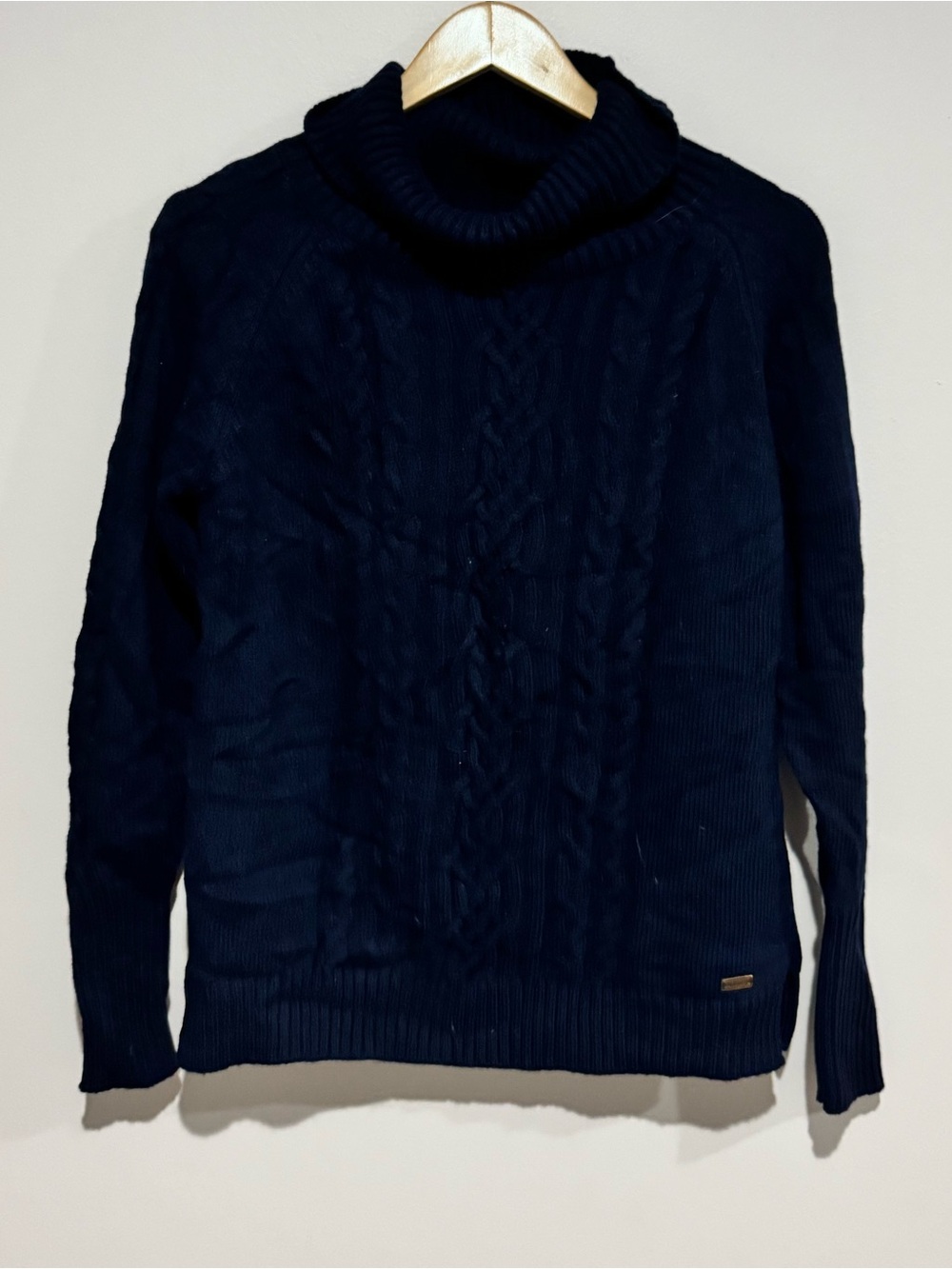Dubarry Womens Navy Cable-Knit Turtleneck Pullover Sweater EU 38 Wool Blend